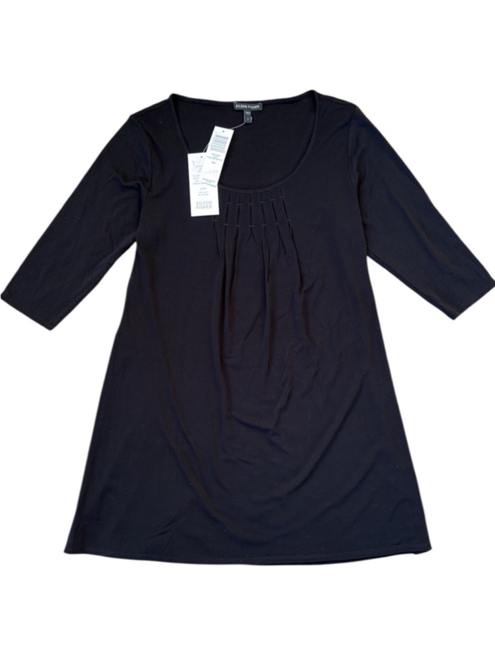 NWT Eileen Fisher Stretch Silk Jersey Scoopneck Tunic Top Black Small Rtl. $178